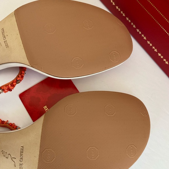 Rene Caovilla Fine Beaded Gold Heeled Thong Sandal - Picture 14 of 15